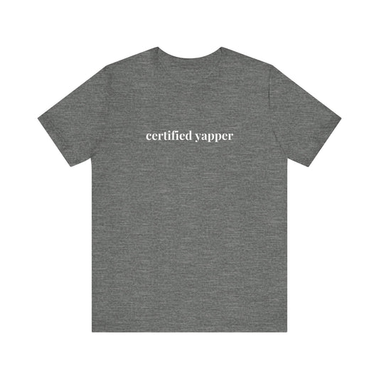 Certified Yapper Lady Lawyer and Law Student Short Sleeve Tee, Casual T-Shirt for Everyday Wear, Perfect Gift for Law Students and Law School